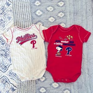 Phillies Set of 2 onesies 6/9 months